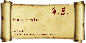 Hesz Ervin névjegykártya